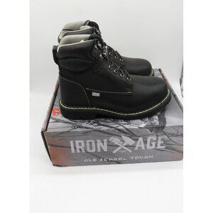 Iron Age Men's Black Work Boots 7 Steel Toe Durable Leather Construction NWB